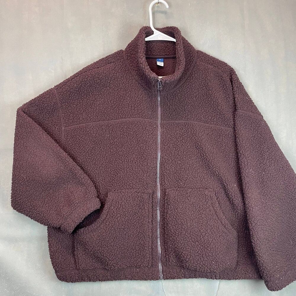 Old Navy Fleece Jacket Men's XL Brown Zip Front Warm Soft Full Zip - Picture 2 of 9